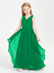 Robes de Demoiselle d'Honneur Junior en Mousseline de Style Boho Emeraude