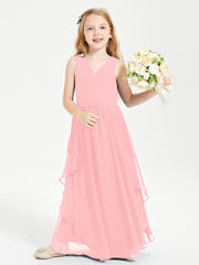 Robes de Demoiselle d'Honneur Junior en Mousseline de Style Boho Flamant