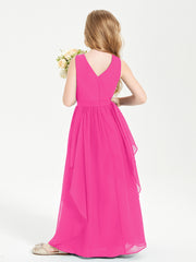 Robes de Demoiselle d'Honneur Junior en Mousseline de Style Boho Fuchsia