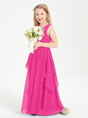 Robes de Demoiselle d'Honneur Junior en Mousseline de Style Boho Fuchsia