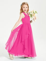 Robes de Demoiselle d'Honneur Junior en Mousseline de Style Boho Fuchsia