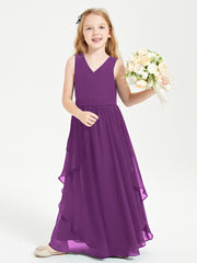 Robes de Demoiselle d'Honneur Junior en Mousseline de Style Boho Raisin