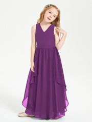 Robes de Demoiselle d'Honneur Junior en Mousseline de Style Boho Raisin