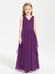 Robes de Demoiselle d'Honneur Junior en Mousseline de Style Boho Raisin