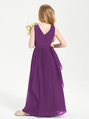 Robes de Demoiselle d'Honneur Junior en Mousseline de Style Boho Raisin