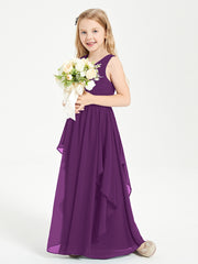 Robes de Demoiselle d'Honneur Junior en Mousseline de Style Boho Raisin