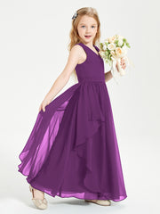 Robes de Demoiselle d'Honneur Junior en Mousseline de Style Boho Raisin
