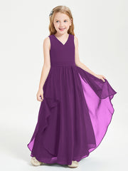 Robes de Demoiselle d'Honneur Junior en Mousseline de Style Boho Raisin