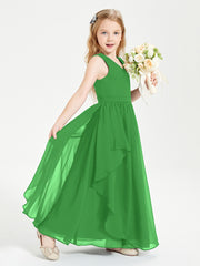 Robes de Demoiselle d'Honneur Junior en Mousseline de Style Boho Vert
