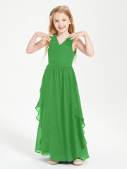 Robes de Demoiselle d'Honneur Junior en Mousseline de Style Boho Vert