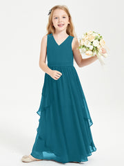 Robes de Demoiselle d'Honneur Junior en Mousseline de Style Boho Bleu Encre