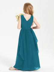 Robes de Demoiselle d'Honneur Junior en Mousseline de Style Boho Bleu Encre