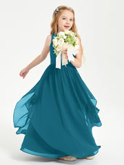 Robes de Demoiselle d'Honneur Junior en Mousseline de Style Boho Bleu Encre