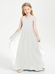 Robes de Demoiselle d'Honneur Junior en Mousseline de Style Boho Ivoire