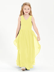 Robes de Demoiselle d'Honneur Junior en Mousseline de Style Boho Citron
