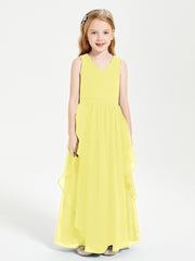 Robes de Demoiselle d'Honneur Junior en Mousseline de Style Boho Citron