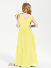 Robes de Demoiselle d'Honneur Junior en Mousseline de Style Boho Citron