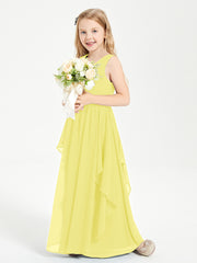 Robes de Demoiselle d'Honneur Junior en Mousseline de Style Boho Citron