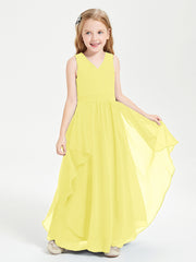Robes de Demoiselle d'Honneur Junior en Mousseline de Style Boho Citron
