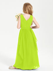 Robes de Demoiselle d'Honneur Junior en Mousseline de Style Boho Vert Citron