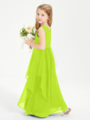 Robes de Demoiselle d'Honneur Junior en Mousseline de Style Boho Vert Citron