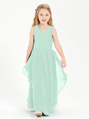 Robes de Demoiselle d'Honneur Junior en Mousseline de Style Boho Vert Menthe