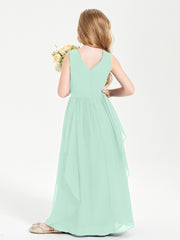 Robes de Demoiselle d'Honneur Junior en Mousseline de Style Boho Vert Menthe
