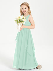 Robes de Demoiselle d'Honneur Junior en Mousseline de Style Boho Vert Menthe