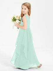 Robes de Demoiselle d'Honneur Junior en Mousseline de Style Boho Vert Menthe