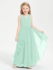 Robes de Demoiselle d'Honneur Junior en Mousseline de Style Boho Vert Menthe