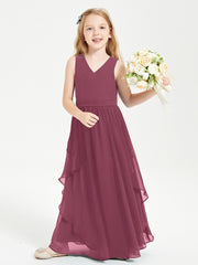 Robes de Demoiselle d'Honneur Junior en Mousseline de Style Boho Mûre