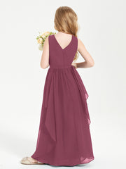 Robes de Demoiselle d'Honneur Junior en Mousseline de Style Boho Mûre