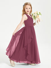 Robes de Demoiselle d'Honneur Junior en Mousseline de Style Boho Mûre