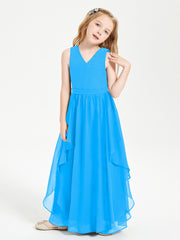 Robes de Demoiselle d'Honneur Junior en Mousseline de Style Boho Bleu Océan