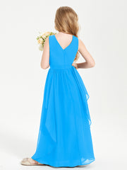 Robes de Demoiselle d'Honneur Junior en Mousseline de Style Boho Bleu Océan