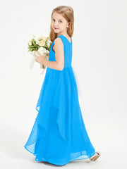 Robes de Demoiselle d'Honneur Junior en Mousseline de Style Boho Bleu Océan
