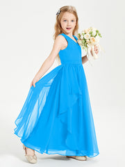 Robes de Demoiselle d'Honneur Junior en Mousseline de Style Boho Bleu Océan