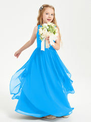 Robes de Demoiselle d'Honneur Junior en Mousseline de Style Boho Bleu Océan