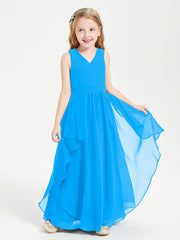 Robes de Demoiselle d'Honneur Junior en Mousseline de Style Boho Bleu Océan