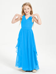 Robes de Demoiselle d'Honneur Junior en Mousseline de Style Boho Bleu Océan