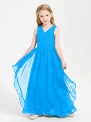 Robes de Demoiselle d'Honneur Junior en Mousseline de Style Boho Bleu Océan