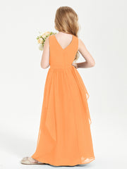 Robes de Demoiselle d'Honneur Junior en Mousseline de Style Boho Orange