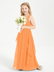 Robes de Demoiselle d'Honneur Junior en Mousseline de Style Boho Orange