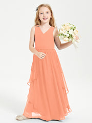Robes de Demoiselle d'Honneur Junior en Mousseline de Style Boho Papaye