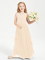 Robes de Demoiselle d'Honneur Junior en Mousseline de Style Boho Pêche