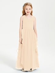 Robes de Demoiselle d'Honneur Junior en Mousseline de Style Boho Pêche