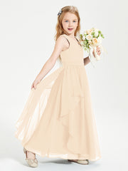 Robes de Demoiselle d'Honneur Junior en Mousseline de Style Boho Pêche
