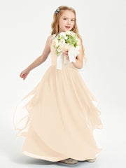 Robes de Demoiselle d'Honneur Junior en Mousseline de Style Boho Pêche