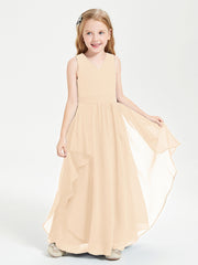 Robes de Demoiselle d'Honneur Junior en Mousseline de Style Boho Pêche