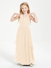 Robes de Demoiselle d'Honneur Junior en Mousseline de Style Boho Pêche